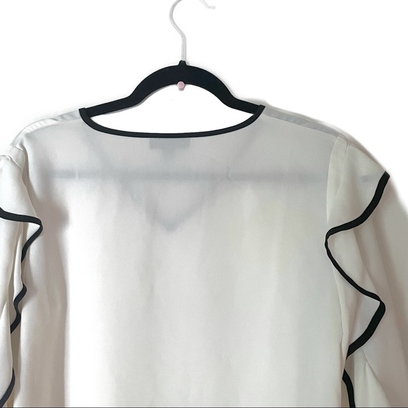 Alfani Women's Petite Piped Ruffle Sleeve Top PL - Picture 13 of 13